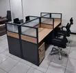 4-Way Brown Modular 4 Seater Workstation Desk - 3