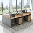 4-Way Brown Modular 4 Seater Workstation Desk - 4