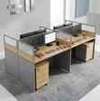 4-Way Brown Modular 4 Seater Workstation Desk - 5