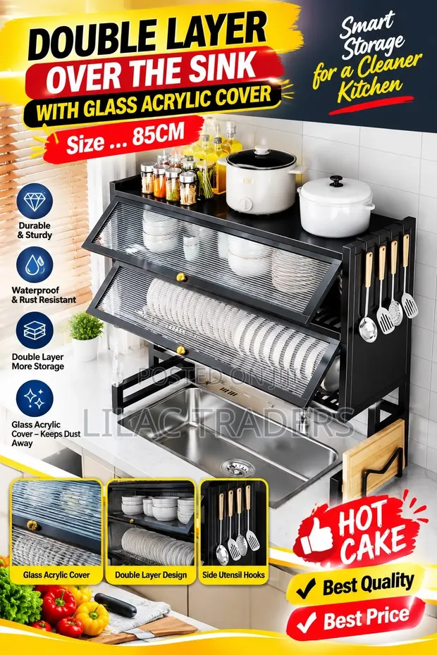 Double Layer Over Sink Dish Rack 85cm - 1
