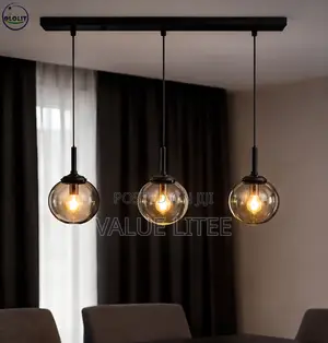 3-Light Straight Black Chandelier