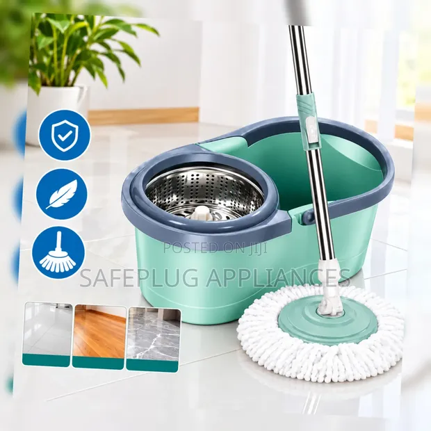 360° Magic Spin Mop Bucket Set - Kisafishaji Sakafu Kisicho na Mikono cha Microfiber - 1