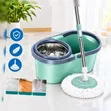 360° Magic Spin Mop Bucket Set - Kisafishaji Sakafu Kisicho na Mikono cha Microfiber - 1
