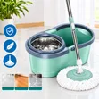 360° Magic Spin Mop Bucket Set - Kisafishaji Sakafu Kisicho na Mikono cha Microfiber - 2