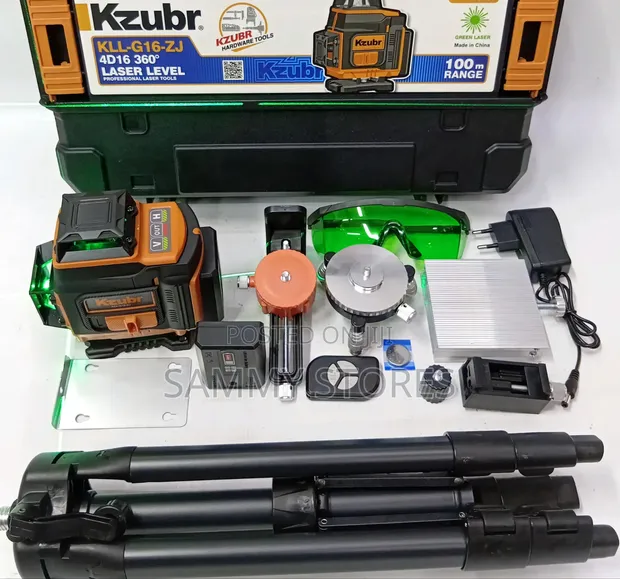 Kzubr 4D 16-Line Laser Level ya Kijani na Tripod - 1
