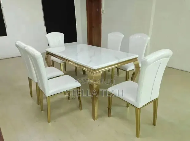 6 Seater Executive Modern Marble Dining Table - 1