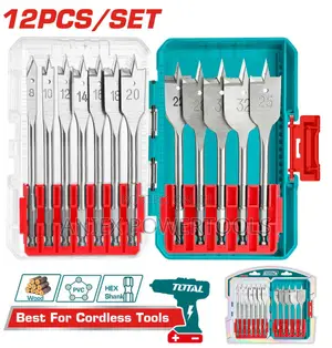 Total TACSDL1206 12 Pcs Flat Wood Drill Bits Set
