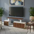 Istanbul 2 Modern TV Stand 4ft Brown & White - 2