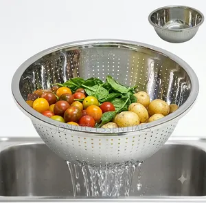 Seti ya Bakuli la Colander la Chuma cha Kutolea Maji