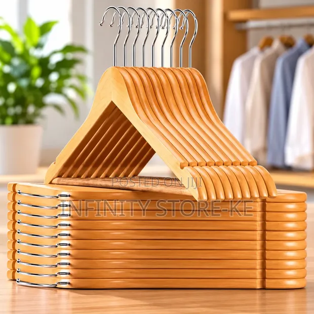 Premium Wooden Clothes Hangers with Non-Slip Bar - 1