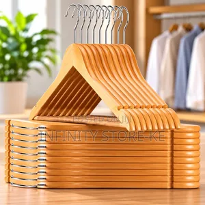 Premium Wooden Clothes Hangers with Non-Slip Bar