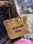 Mkoba wa "Summer Vibes" wa Canvas wenye Fringes - 2