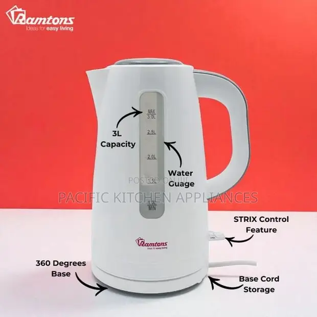 Ramtons RM/567 3L Corded Kettle - Nyeupe - 1