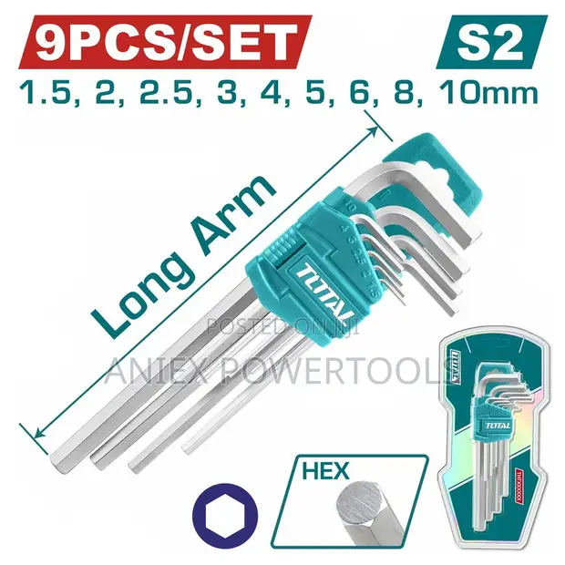 Total THT106191 Set ya Hex Key Vipande 9 - 1