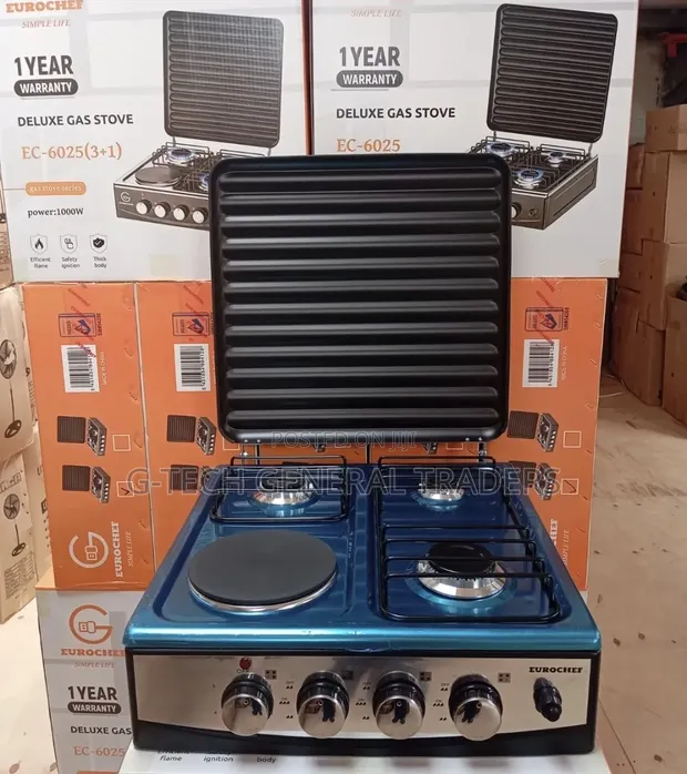 Eurochef 3+1 Gas Cooker with Hot Plate (Auto Ignition) - 1