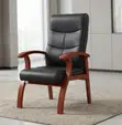 Leather Wood Frame Office Chair - 3