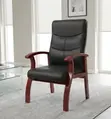 Leather Wood Frame Office Chair - 4