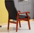 Leather Wood Frame Office Chair - 5