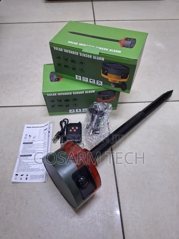 Solar Powered Motion Sensor Alarm with Siren & Flashing Light - 1