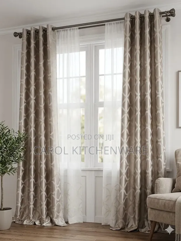 3-Piece Curtain Set with Sheer Panels - 1