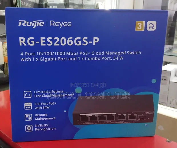 Ruijie RG-ES206GS-P 6-Port Gigabit PoE Smart Cloud Managed Switch - 1