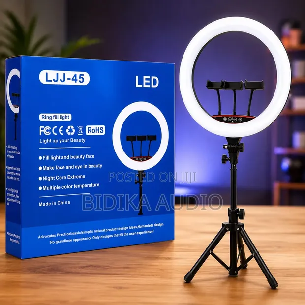 18" LED Ring Light with Tripod & 3 Phone Holders - 1