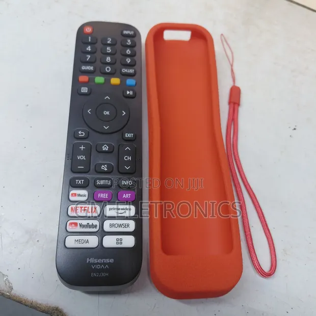 Original Hisense Vidaa TV Remote with Red Silicone Case - 1