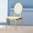 Round Back Golden Frame Banquet Chair - White - 1