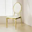 Round Back Golden Frame Banquet Chair - White - 2