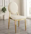 Round Back Golden Frame Banquet Chair - White - 3