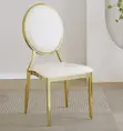 Round Back Golden Frame Banquet Chair - White - 4