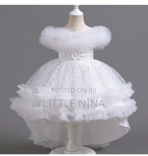 Girls Princess Gown Dress - White - 1