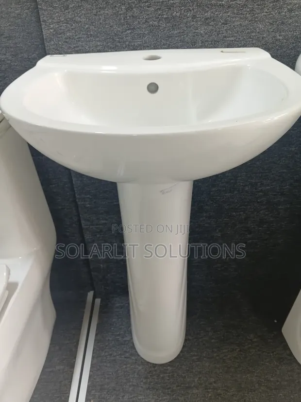 Blossom Modern White Ceramic Pedestal Bathroom Sink - 1