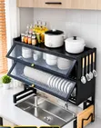 Double Layer Over Sink Dish Rack with Cover (85cm) - 2