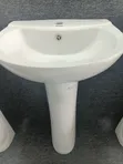 Frencla White Ceramic Pedestal Bathroom Sink Basin - 1