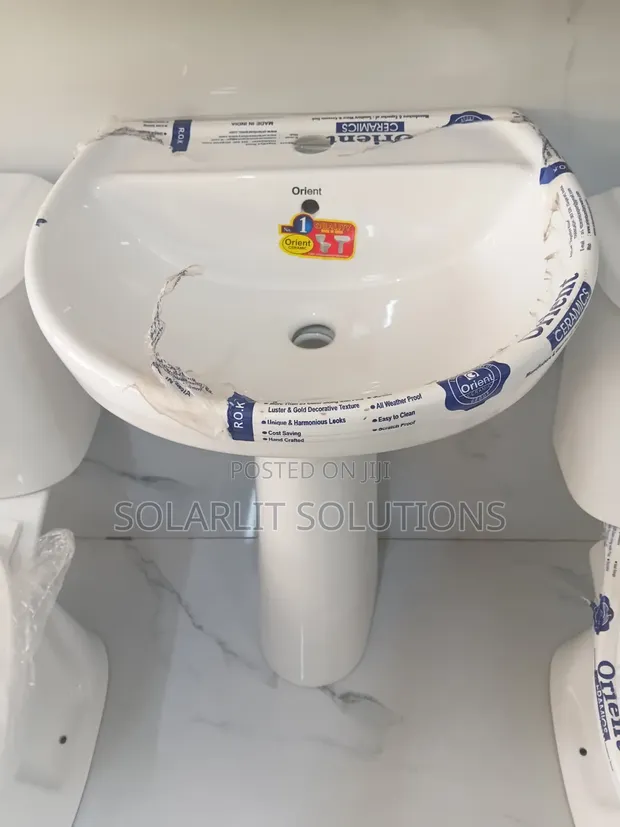 Orient Ceramics Premium White Ceramic Wash Basin with Pedestal - 1