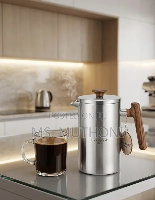 304 Stainless Steel Double-Wall Insulated French Press (1L) - 1