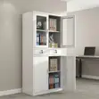 2-Swing Door File Cabinet with Drawers - White - 2