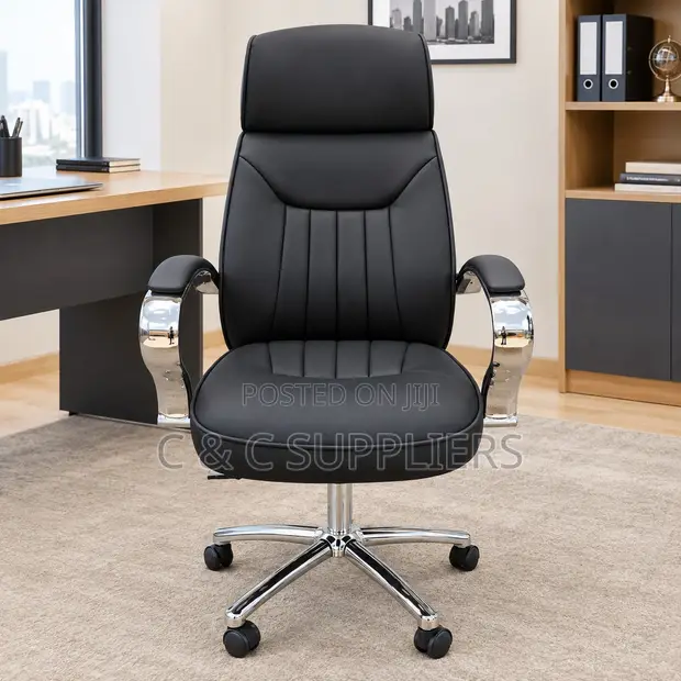 Black Leather Executive Swivel Chair - 1