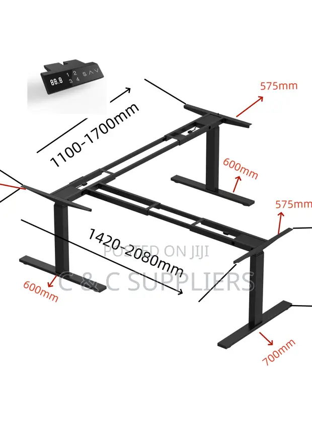 1.4M Curved Electric Height-Adjustable Desk - 1