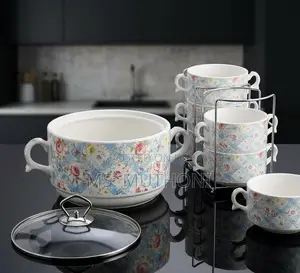 7 Piece Blossom Plaid Luxury Tureen Set