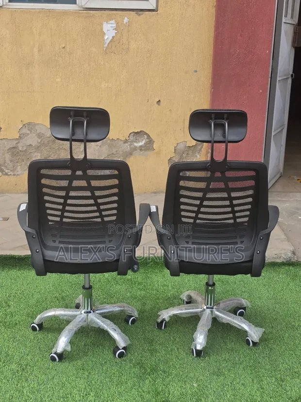 Modern Office Chair - Black Fabric Seat - 1