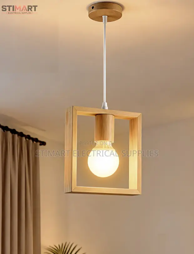 Minimalist Square Wood Pendant Light - 1