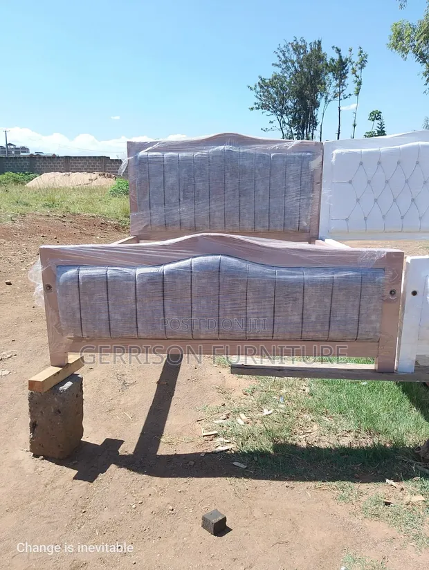 Premium 5x6 Grey Velvet Bed Frame - 1