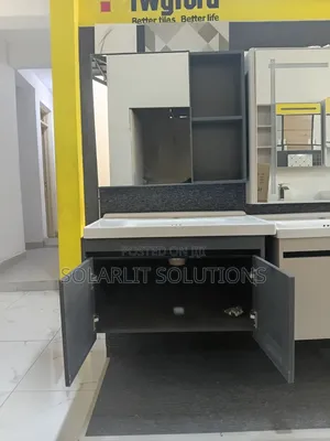 Modern Dark Grey Bathroom Vanity Unit with Mirror Cabinet