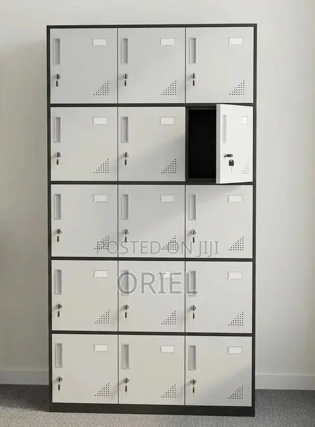 15-Door Office Locker Cabinet - Steel Staff Storage - 1