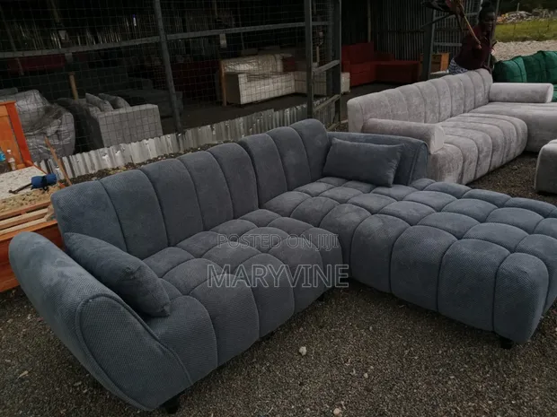 Bubble Sofa ya L-Shape ya Viti Sita Grey na Nyeupe - 1