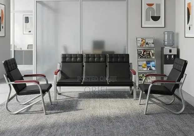 5-Seater Office Leather Sofa Set - Premium Reception Seating - 1