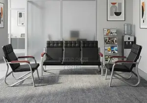 5-Seater Office Leather Sofa Set - Premium Reception Seating