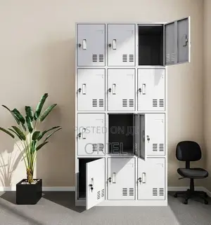 12-Locker Industrial Storage Cabinet - Heavy-Duty Steel Staff Locker